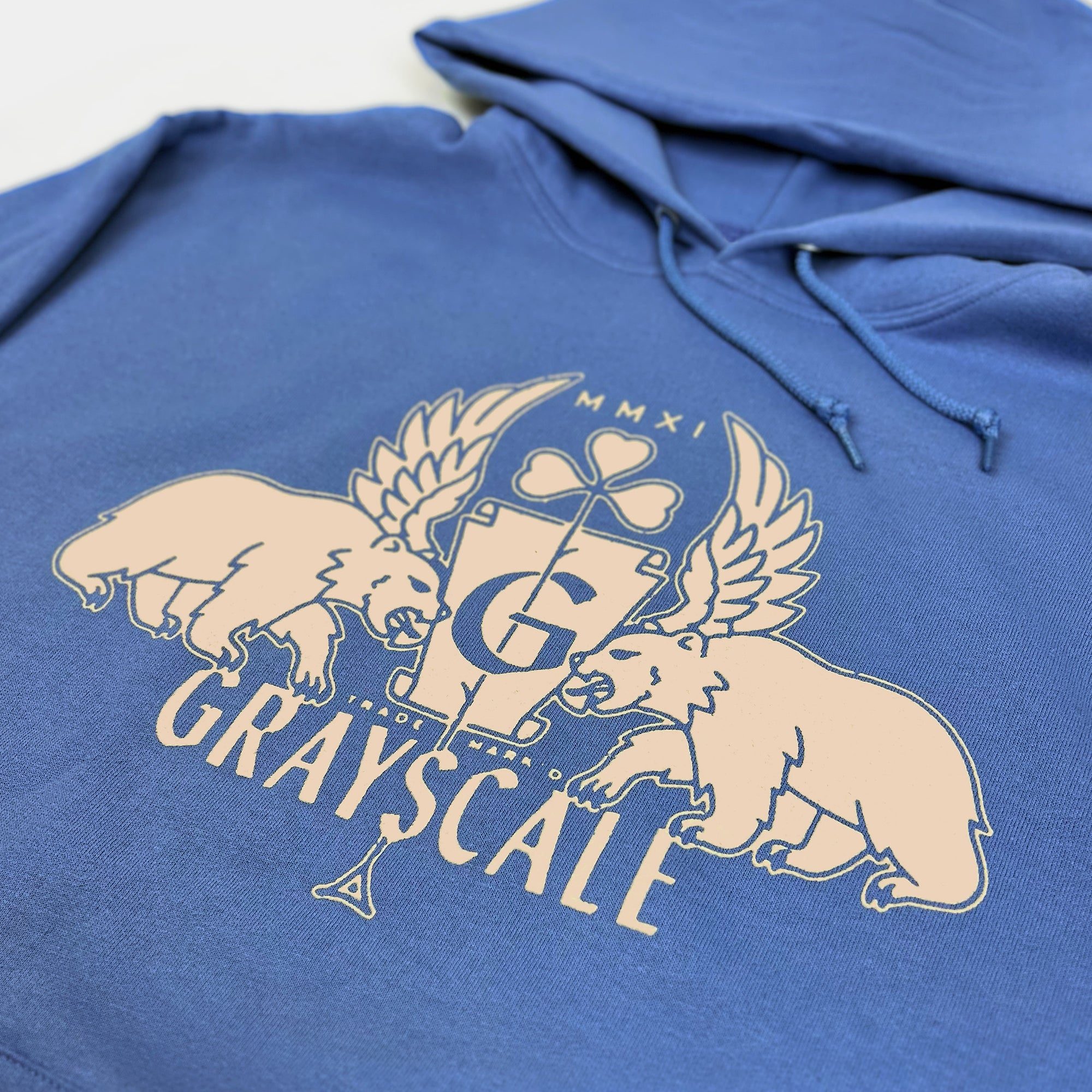 Twin Bear Crest Hoodie - Light Blue
